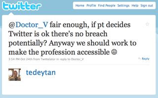Twitter _ tedeytan_ @Doctor_V fair enough, if ...